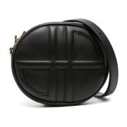 Zwarte Leren Crossbody Tas met 3D Monogram Detailing Patou , Black , D...