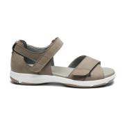 Sporty Velcro Flat Sandals New Feet , Beige , Dames