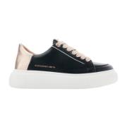 Zwarte vegan sneakers met platina glitter spoor Alexander Smith , Blac...