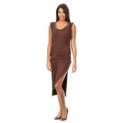 Donkerbruine Romeinse Stijl Jurk met Brede Bandjes MET , Brown , Dames