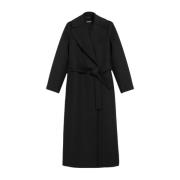 Zwarte Wol Dubbele Jas Max Mara Studio , Black , Dames