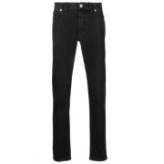 Zwarte Slim-Leg Mid-Rise Jeans Brioni , Black , Heren