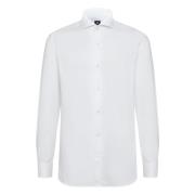 Dobby Napoli Kraag Overhemd Slim Fit Boggi Milano , White , Heren