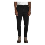 Zwarte katoenen gabardine broek Haikure , Black , Heren