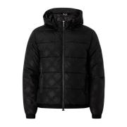 Zwarte Gewatteerde Jas met Capuchon Emporio Armani EA7 , Black , Heren