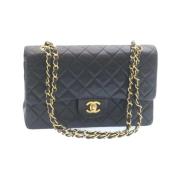 Tweedehands Zwarte Leren Chanel Flap Tas Chanel Vintage , Black , Dame...