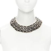 Pre-owned Metal necklaces Saint Laurent Vintage , Gray , Dames