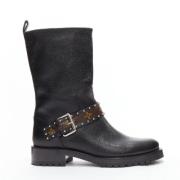 Pre-owned Leather boots Louis Vuitton Vintage , Black , Dames