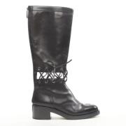 Pre-owned Leather boots Chanel Vintage , Black , Dames