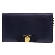 Pre-owned Leather wallets Salvatore Ferragamo Pre-owned , Blue , Dames