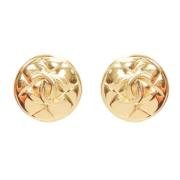 Pre-owned Metal earrings Chanel Vintage , Yellow , Dames