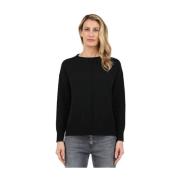 Lange Mouw Merino Wol Trui Alpha Studio , Black , Dames