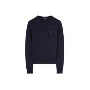 Wol Crewneck Trui met Patch Dondup , Blue , Dames