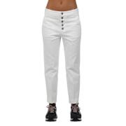 Nima Gabardine Broek met Knopen Dondup , Beige , Dames