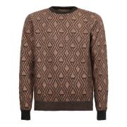 Round-neck Knitwear Original Vintage , Brown , Heren