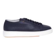 Gestructureerde Leren Sneakers Santoni , Blue , Heren