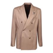 Beige Wol-Kasjmier Jas Lardini , Beige , Heren