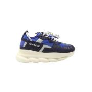 Pre-owned Leather sneakers Versace Pre-owned , Blue , Dames