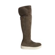 Pre-owned Suede boots Moncler Pre-owned , Gray , Dames