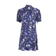 Navy Blauwe Botanische Print Mini Jurk Self Portrait , Blue , Dames