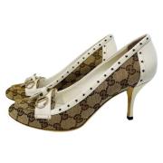 Tweedehands Pumps, Bruin/Wit Monogram, Maat 38 Gucci Vintage , Brown ,...