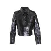 Pre-owned Leather outerwear Louis Vuitton Vintage , Black , Dames