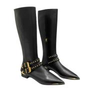 Pre-owned Leather boots Versace Pre-owned , Black , Dames