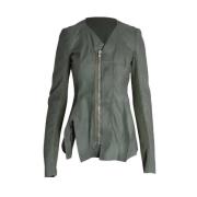 Pre-owned Leather outerwear Rick Owens Pre-owned , Green , Dames