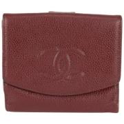 Vintage Leren Portemonnees Chanel Vintage , Red , Dames