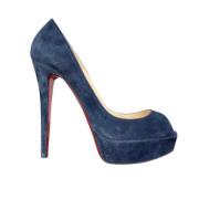 Pre-owned Leather heels Christian Louboutin Pre-owned , Blue , Dames