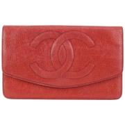 Vintage Leren Portemonnees Chanel Vintage , Red , Dames