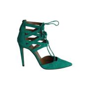 Groene Suede Lace-Up Pumps Aquazzura , Green , Dames