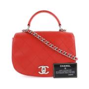 Pre-owned Rode Leren Chanel Tas Chanel Vintage , Red , Dames