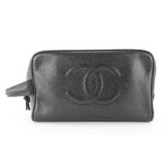 Tijdloze Leren Clutch Chanel Vintage , Black , Dames