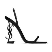 Zwarte Opyum Leren Sandalen Saint Laurent , Black , Dames