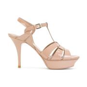 Tribute Patent Leren Hak Sandalen Saint Laurent , Pink , Dames