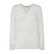 Elegante V-hals Gebreide Trui Comme des Garçons , White , Dames