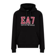 Zwarte hoodie met college-geïnspireerde stijl Emporio Armani EA7 , Bla...