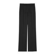 Zwarte Zijden Broek met Plooien Saint Laurent , Black , Dames