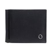 Zwarte leren bi-fold portemonnee met logo plaatje Orciani , Black , Da...