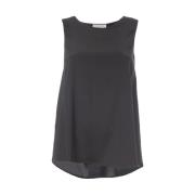 Zijden Mouwloze Top Le Tricot Perugia , Black , Dames