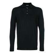 Zwart Merino Polo Shirt Drumohr , Black , Heren