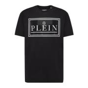 Zwart T-shirt met Strass Logo Philipp Plein , Black , Heren