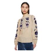 Isla geborduurde blouse Antik Batik , Beige , Dames