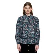 Blouse met flora-print Antik Batik , Black , Dames