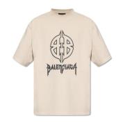 T-shirt met logo Balenciaga , Beige , Heren