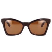 Dames Cat-Eye Zonnebril met Precieze Hoeken Balenciaga , Brown , Dames