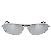 Geometrische Zilveren Spiegelende Zonnebril Balenciaga , Gray , Heren