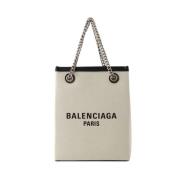 Katoenen Handtas met Afneembare Zak Balenciaga , Beige , Dames