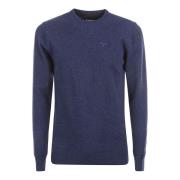 Blauwe Sweaters - Girocollo Lambwool 1 Filo Barbour , Blue , Heren